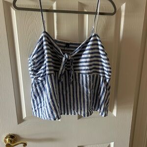 Old Navy Blue and White Striped Tie-Front Cami